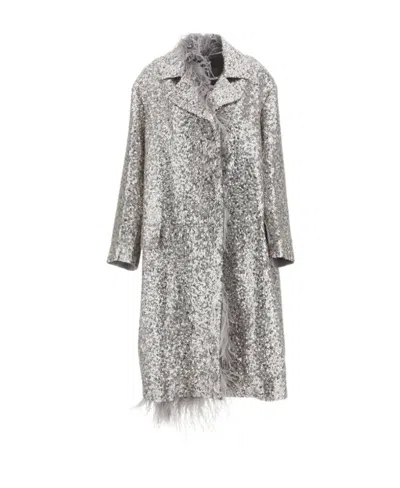 Valentino Sequin Long-sleeved Coat In Gray