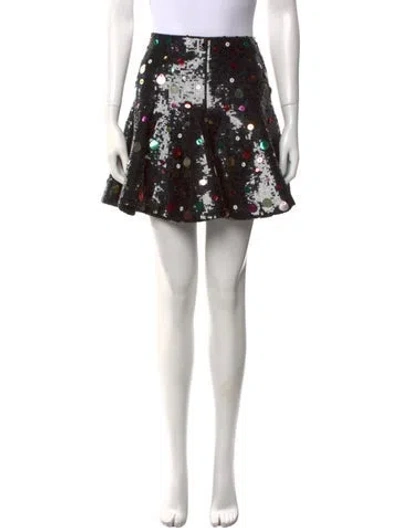 Pre-owned Valentino Sequin Mini Skirt W/ Tags In Black