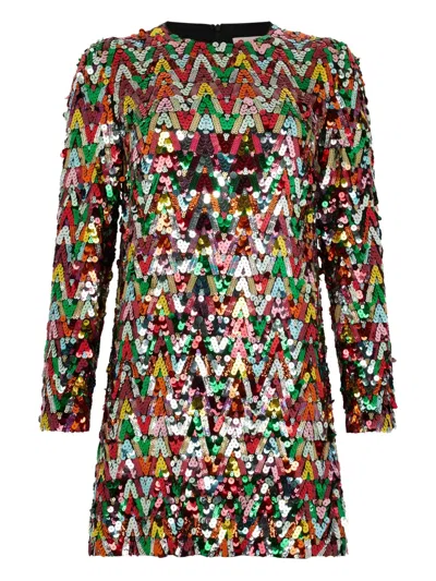 Valentino Sequin Pattern Mini Dress In Multi