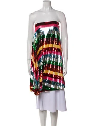 Pre-owned Valentino Sequin Printed Tunic W/ Tags In Red