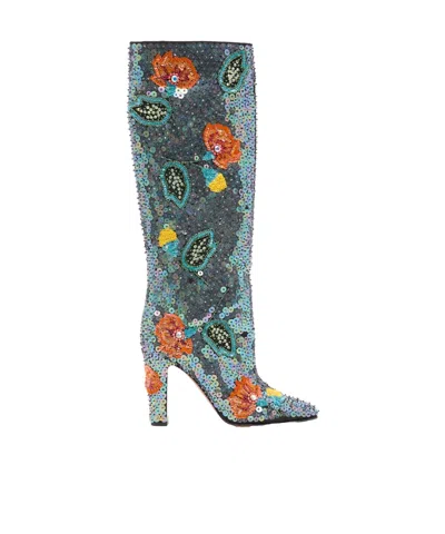 Valentino Garavani Sequin Tall Boots In Multi