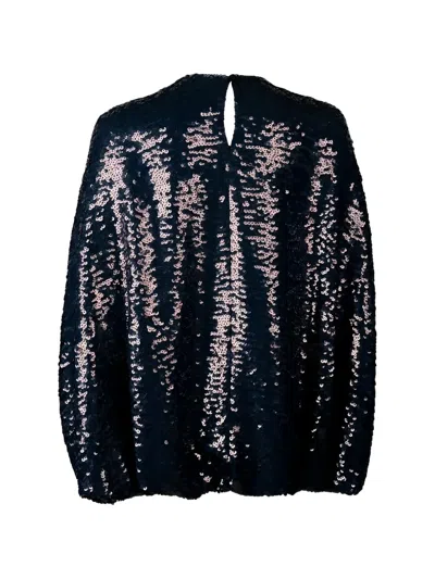 Valentino Sequined Cape-style Top In Blue