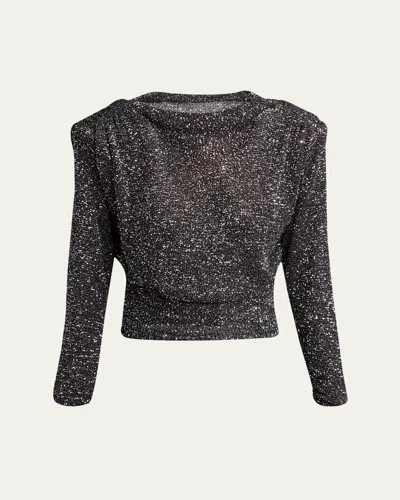 Valentino Sequined Dolman-sleeve Sweater In Black