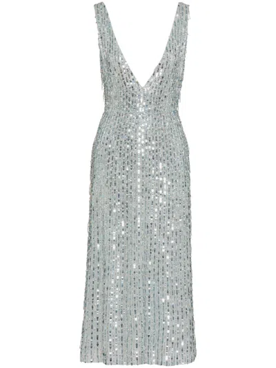 Valentino Sequined Dress In Silver