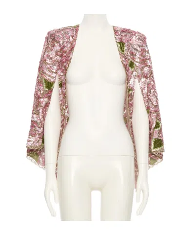 Valentino Sequined Embroidered Shawl Jacket In White
