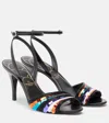 Valentino Sequined Leather Sandals In Black