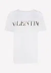 Valentino Sequin-embellished Embroidered Cotton-jersey T-shirt In White