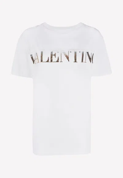 VALENTINO SEQUINED LOGO CREWNECK T-SHIRT