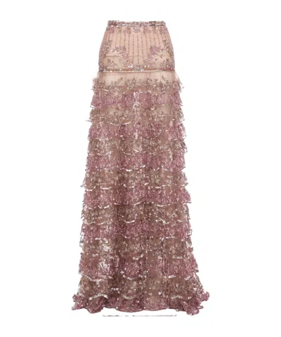 Valentino Sequined Midi Skirt In Pink