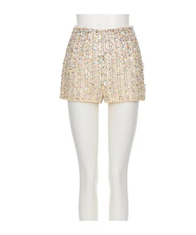 Valentino Sequined Shorts In White