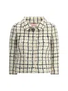 Valentino Cropped Embellished Cotton-blend Tweed Jacket In Avorio/nero/oro