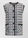 Valentino Sequined Tweed Vest For Chic Looks In Blue