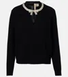 Valentino Sequined Virgin Wool Sweater In Black