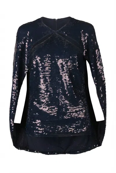 Valentino Sequin-embellished Blouse In Blue