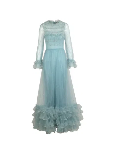 Valentino Sequin-embellished Maxi Dress In Blue