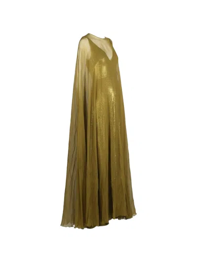 Valentino Sequin-embellished Silk-chiffon Maxi Gown In Gold