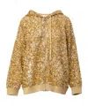 Valentino Sequinned Zip-up Hoodie In Gold