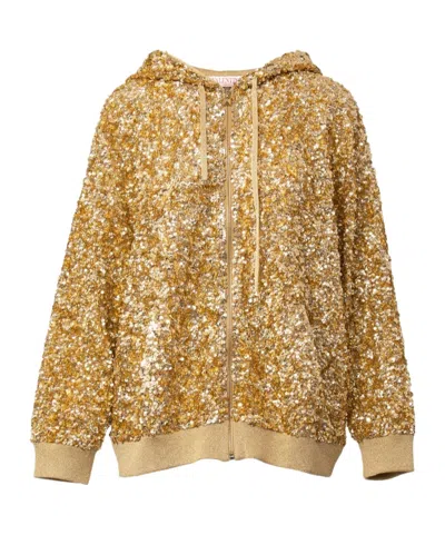 VALENTINO SEQUINNED ZIP-UP HOODIE