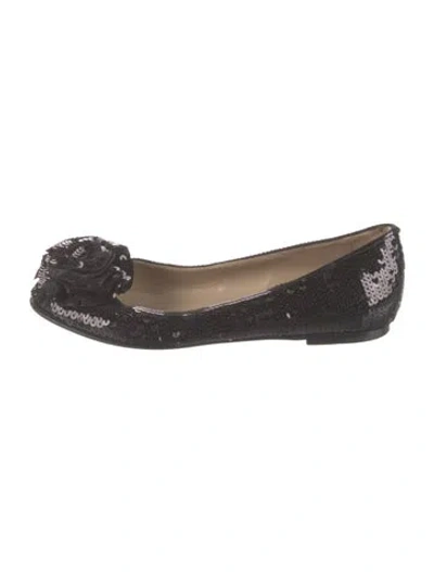 Pre-owned Valentino Garavani Sequins Patterned Flats In Black