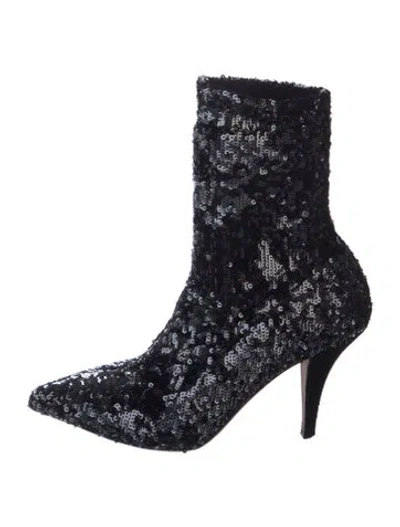 Pre-owned Valentino Garavani Sequins Sequin Embellishments Sock Boots In Black