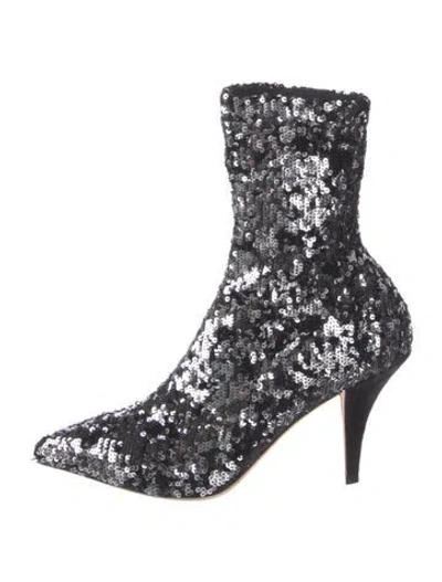 Pre-owned Valentino Garavani Sequins Sequin Embellishments Sock Boots In Black
