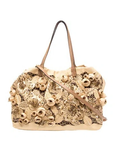 Pre-owned Valentino Garavani Sequins Tote In Neutral