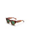 Valentino Sette Green Cat Eye Ladies Sunglasses Vls-166 B 52 In Brown