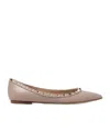 Valentino Rockstud Patent Leather Ballet Flats In Nude