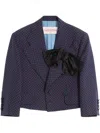 Valentino Silk Bow-detail Polka-dot Blazer In Blau