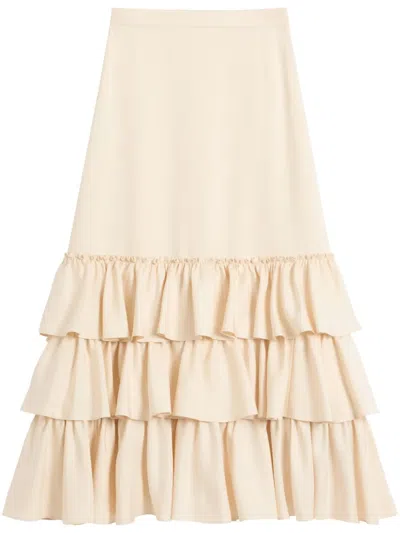 Valentino Shantung Midi Skirt In Neutrals