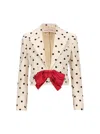 Valentino Bow-embellished Polka-dot Silk-shantung Jacket
