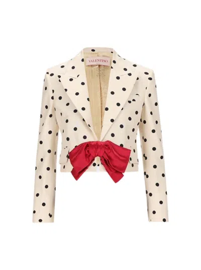 VALENTINO VALENTINO SHANTUNG PLUSDEPOIS AND BOW JACKET BIRCH AND BLACK
