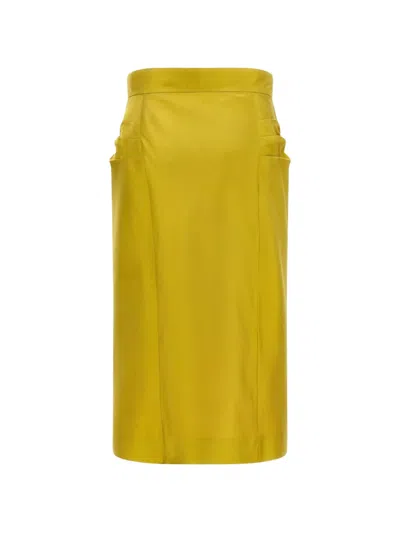 Valentino Garavani Shantung Silk Skirt In Green