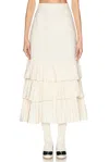 Valentino Shantung Ruffled Midi Skirt In Cream