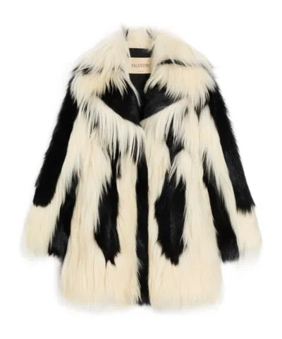 Valentino Shearling Coat In Black