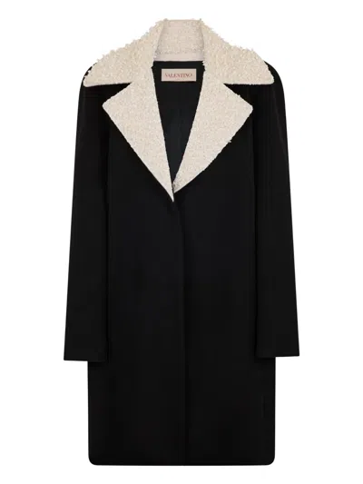 Valentino Shearling-collar Coat In Black
