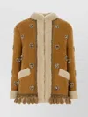 Valentino Shearling Jacket With Heart Motifs And Tassels In Brown