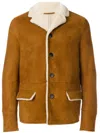 Valentino Shearling-trim Jacket In Brown