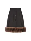 Valentino Shearling Trim Skirt In Black