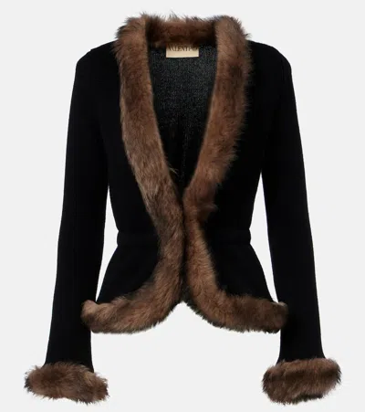 VALENTINO SHEARLING-TRIMMED CASHMERE JACKET