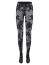 Valentino Sheer Black Floral Pattern Socks In Multi