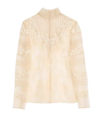 Valentino Roses Dentelle Top In Old Ivory