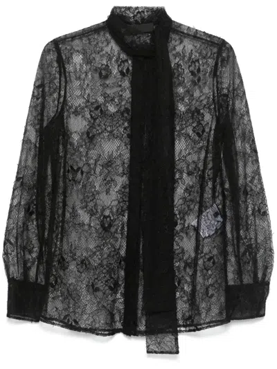 Valentino Sheer-lace Shirt In Black