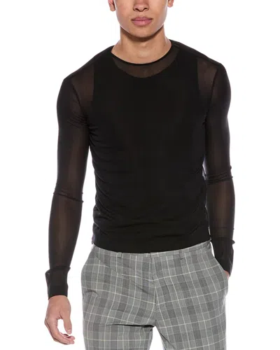 Valentino Sheer Silk-blend T-shirt In Black