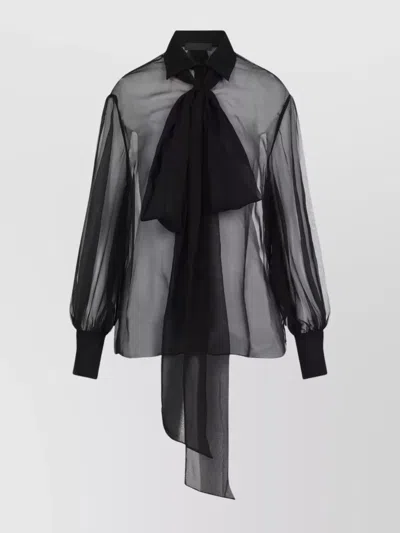 Valentino Sheer Silk Bow Shirt