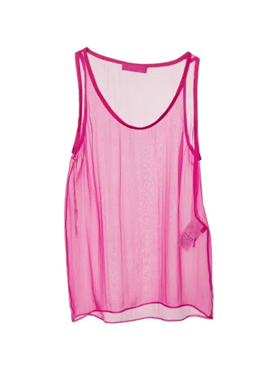 Pre-owned Valentino Sheer Sleeveless Top In Pink