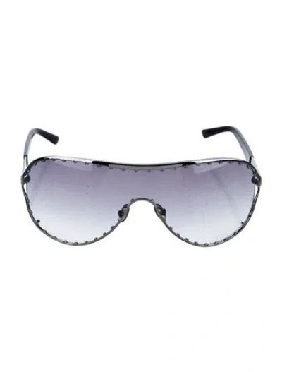 Pre-owned Valentino Shield Gradient Sunglasses In Black