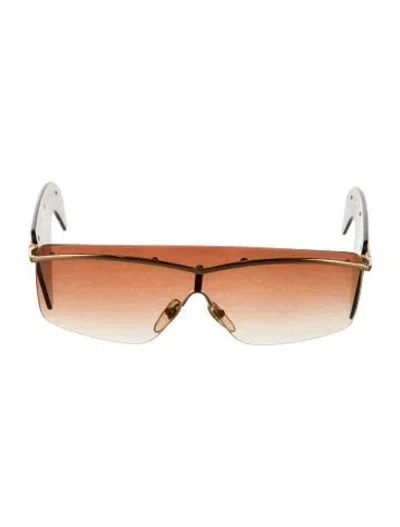 Pre-owned Valentino Shield Tinted Sunglasses In Brown