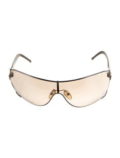 Pre-owned Valentino Shield Tinted Sunglasses In Gold