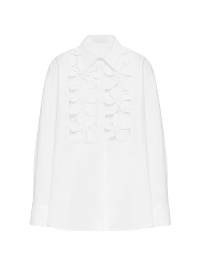 Valentino Shirt - Embroidered Embroideries Compact Popeline In Bo White